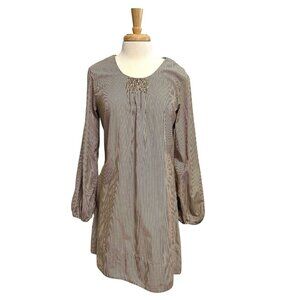 Erica Tanov Stripe Long Sleeve Popover Dress Modern Minimalist size 10/12